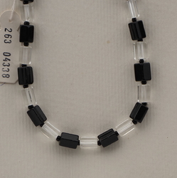 Vintage Czech necklace clear black pentagon bugle glass beads 