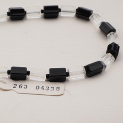 Vintage Czech necklace clear black pentagon bugle glass beads 