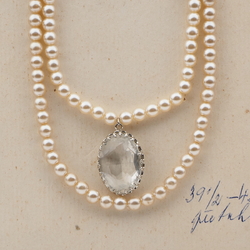 Vintage Czech 2 strand necklace pearl glass beads rhinestone pendant