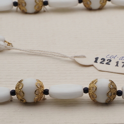 Vintage Czech necklace element glasses holder  white glass beads 