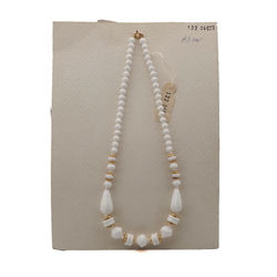Vintage Czech necklace white teardrop nugget rondelle glass beads
