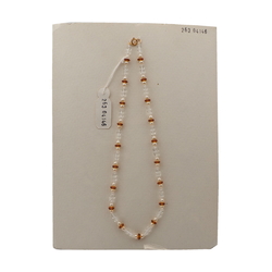 Vintage Czech necklace pearl topaz clear bugle glass beads 