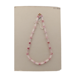 Vintage Czech necklace satin atlas pink bicolor cube glass beads 