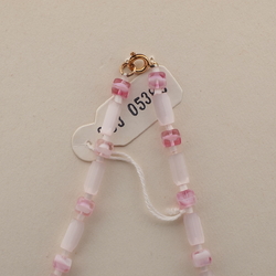Vintage Czech necklace satin atlas pink bicolor cube glass beads 