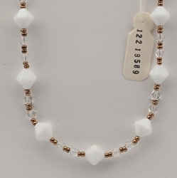 Vintage Czech necklace element glasses holder white clear glass beads 
