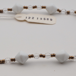 Vintage Czech necklace element glasses holder white clear glass beads 