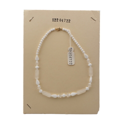 Vintage Czech necklace white frost flower glass beads 