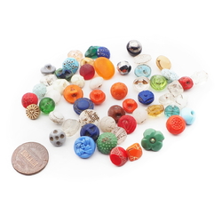 Lot (55) Czech Victorian Deco antique small doll glass buttons