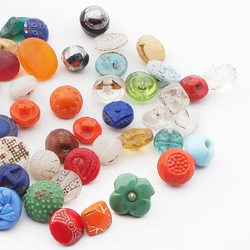 Lot (55) Czech Victorian Deco antique small doll glass buttons