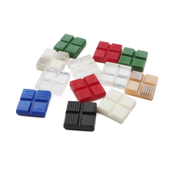 Lot (12) Czech Deco geometric square glass shankless buttons cabochons 20mm
