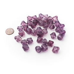 Lot (40) Czech purple bicone glass beads 15mm seconds