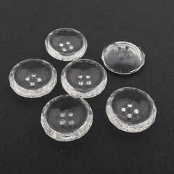 Lot (6) Vintage Czech crystal clear round faceted glass buttons 22mm