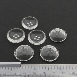 Lot (6) Vintage Czech crystal clear round faceted glass buttons 22mm