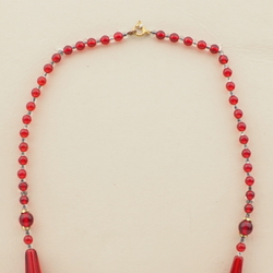 Czech vintage souvenir pendant necklace red glass beads