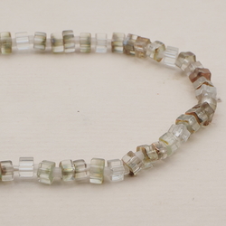 Vintage Czech necklace clear lustre pentagon rondelle glass beads 
