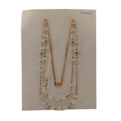 Vintage Czech 2 strand chain necklace clear pentagon bugle glass beads 