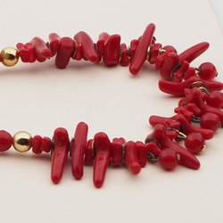 Vintage Czech necklace red tribal style coral glass beads 