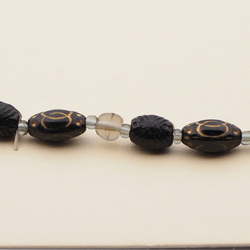 Vintage Czech necklace Egyptian revival style gold gilt black glass beads 