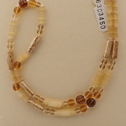Vintage Czech necklace topaz frost bicolor satin atlas marble glass beads 