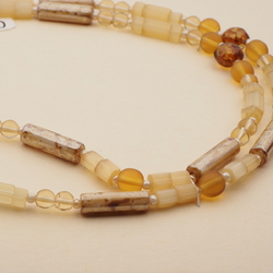 Vintage Czech necklace topaz frost bicolor satin atlas marble glass beads 