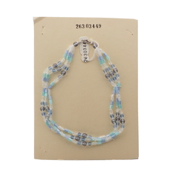 Vintage Czech 3 strand necklace blue clear pearl glass beads 