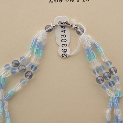 Vintage Czech 3 strand necklace blue clear pearl glass beads 
