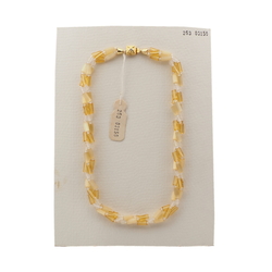 Vintage Czech 3 strand necklace topaz frost satin atlas glass beads 