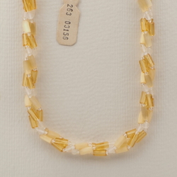 Vintage Czech 3 strand necklace topaz frost satin atlas glass beads 