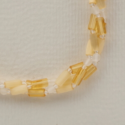 Vintage Czech 3 strand necklace topaz frost satin atlas glass beads 