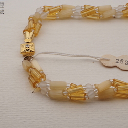 Vintage Czech 3 strand necklace topaz frost satin atlas glass beads 