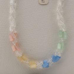 Vintage Czech 3 strand necklace clear frost satin atlas glass beads 