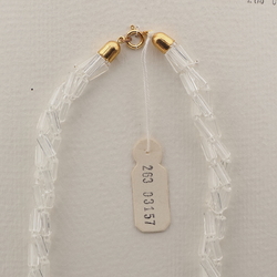 Vintage Czech 3 strand necklace clear frost satin atlas glass beads 