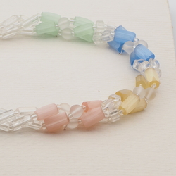 Vintage Czech 3 strand necklace clear frost satin atlas glass beads 