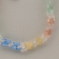 Vintage Czech 3 strand necklace clear frost satin atlas pentagon glass beads 
