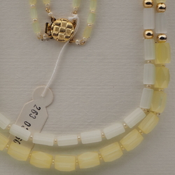 Vintage Czech 2 strand necklace yellow frost satin atlas glass beads 