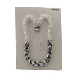 Vintage Czech 4 strand necklace frost satin atlas silver hematite glass beads 