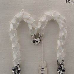 Vintage Czech 4 strand necklace frost satin atlas silver hematite glass beads 