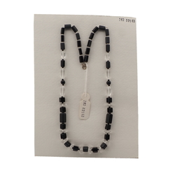 Vintage Czech necklace clear black glass beads 22"