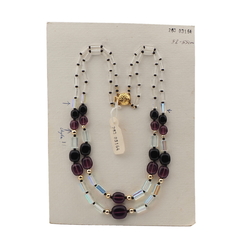 Vintage Czech 2 strand necklace clear black purple AB glass beads 