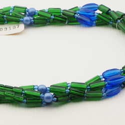 Vintage Czech 4 strand necklace blue green pearl glass beads 