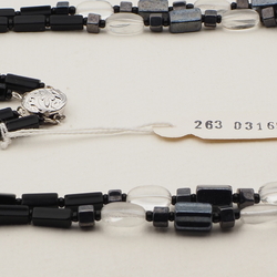 Vintage Czech 2 strand necklace black clear hematite glass beads 