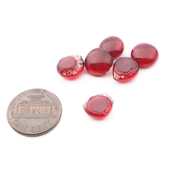 Lot (6) Czech antique cranberry pink glass cabochon drops craft supplies