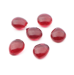 Lot (6) Czech antique cranberry pink glass cabochon drops craft supplies