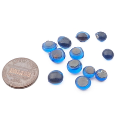 Lot (12) Czech antique Sapphire blue glass cabochon drops craft supplies