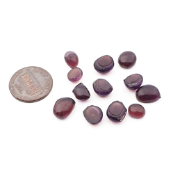 Lot (12) Czech antique purple glass cabochon drops craft supplies