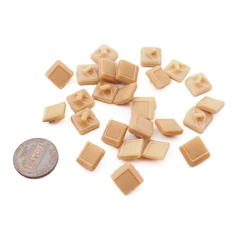 Lot (24) Czech vintage square beige small glass buttons 10mm