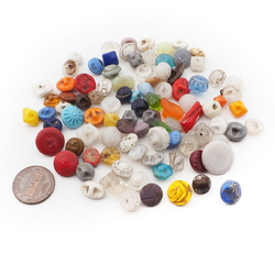 Lot (90) Czech Victorian Deco antique small doll glass buttons