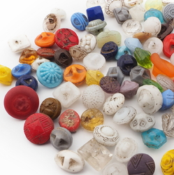Lot (90) Czech Victorian Deco antique small doll glass buttons