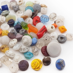 Lot (90) Czech Victorian Deco antique small doll glass buttons