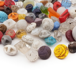 Lot (90) Czech Victorian Deco antique small doll glass buttons